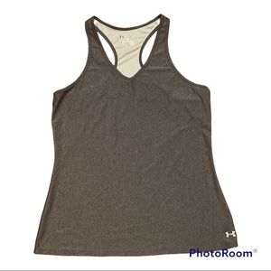 UNDER ARMOUR Ladies Gray HeatGear Athletic Workout Top Size Large